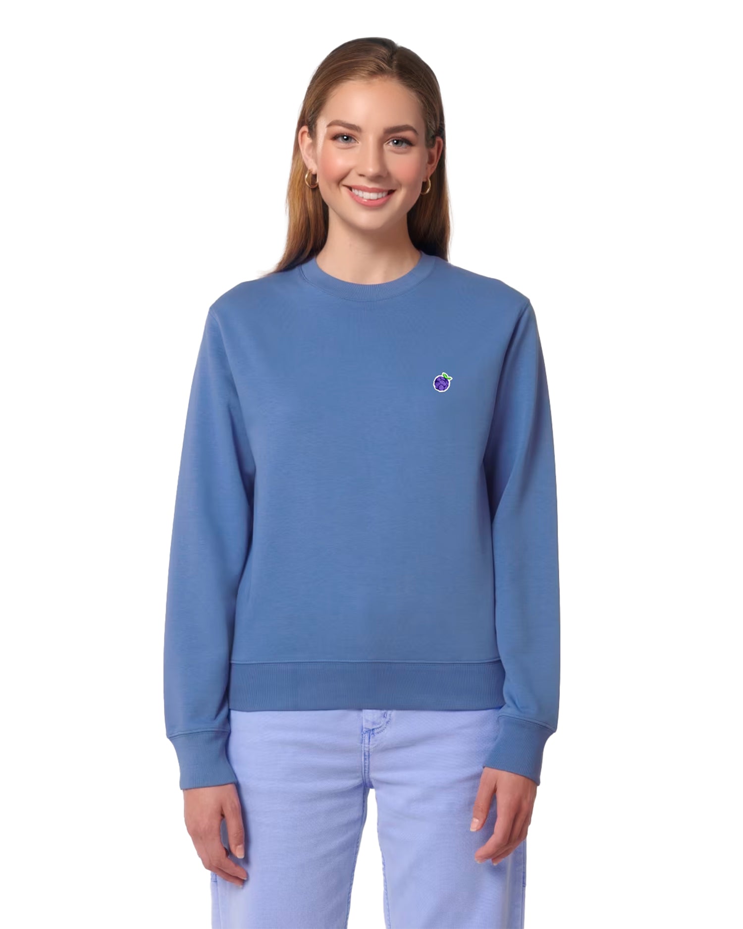 Mid Blue Blackberry Premium Organic Crewneck