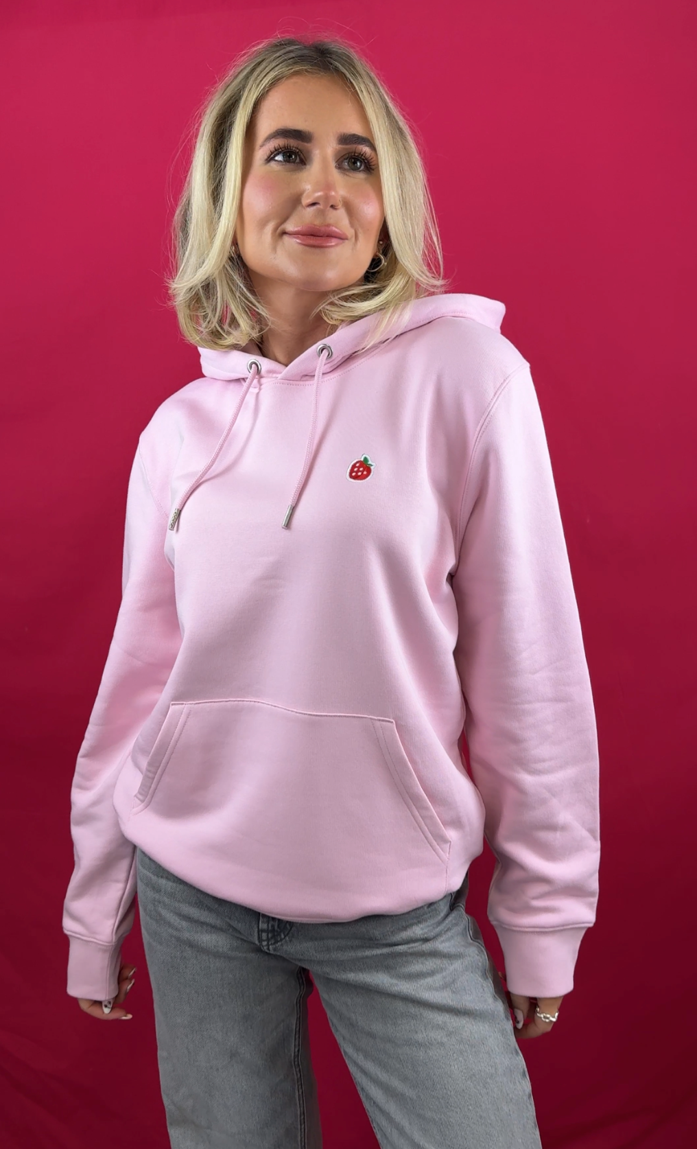 Baby Pink Strawberries & Cream Premium Hoodie