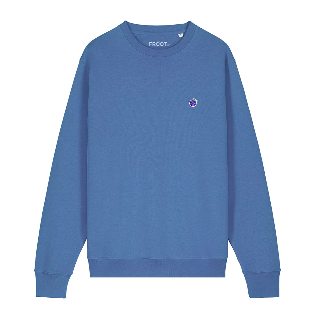 Mid Blue Blackberry Premium Organic Crewneck