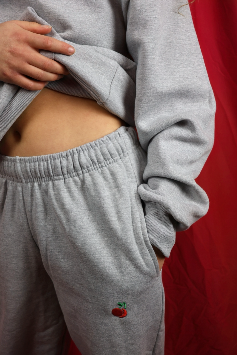 Grey Cherry Joggers