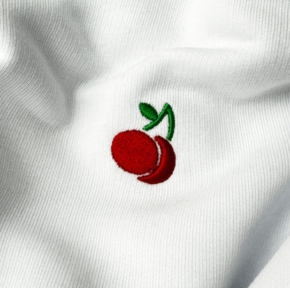 White Cherry Cropped Crewneck