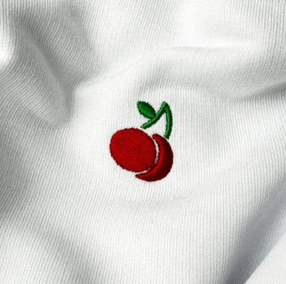 White Cherry Oversized Cropped Hoodie