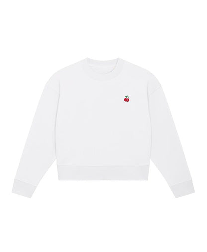 White Cherry Cropped Crewneck