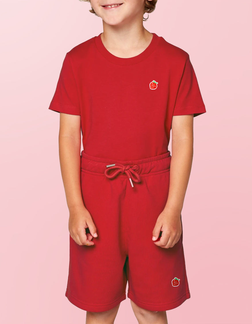 Kids Red Strawberry Premium Organic Shorts