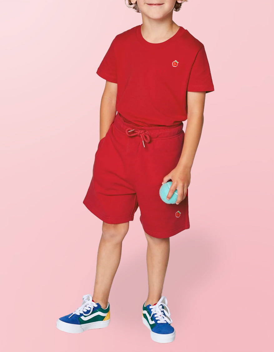 Kids Red Strawberry Premium Organic Shorts